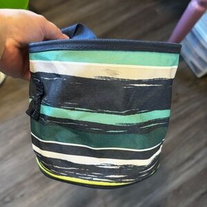 Thirty-one snap tote Striped Canvas Organizer Pouch in Teal, navy & White